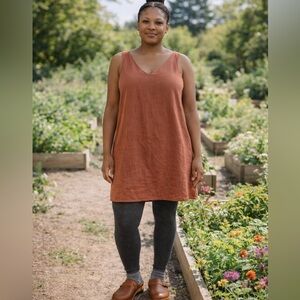 Terracotta Linen-Blend Dress/Tunic